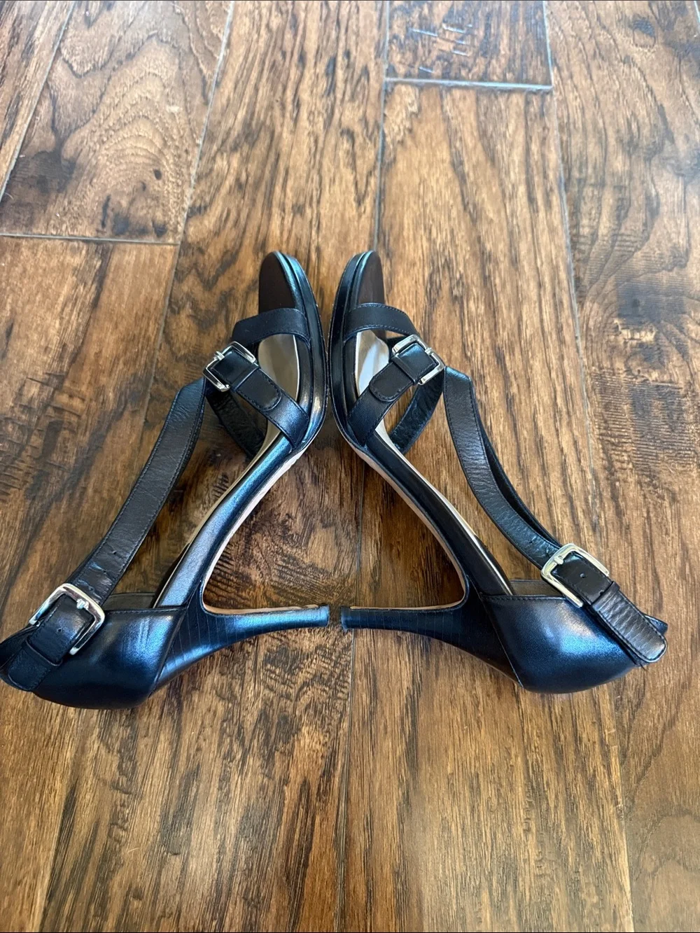 Cole Haan Black Leather Strappy Sandal Heels, size 7.5